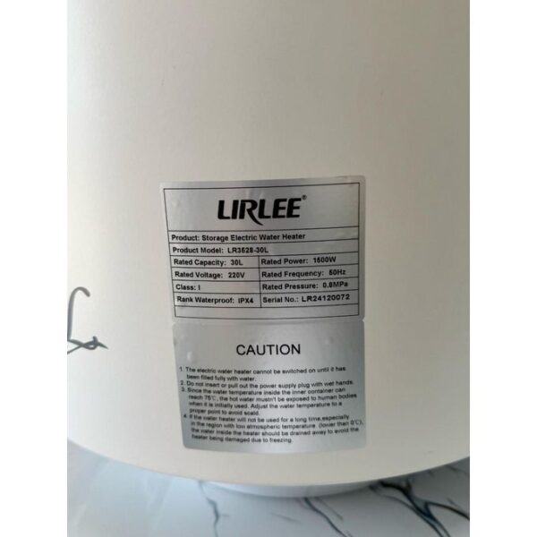 Lirlee 30 Litre Electric Water Heater Lirlee - Image 4